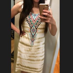 New Tribal sleeveless printed beaded dress